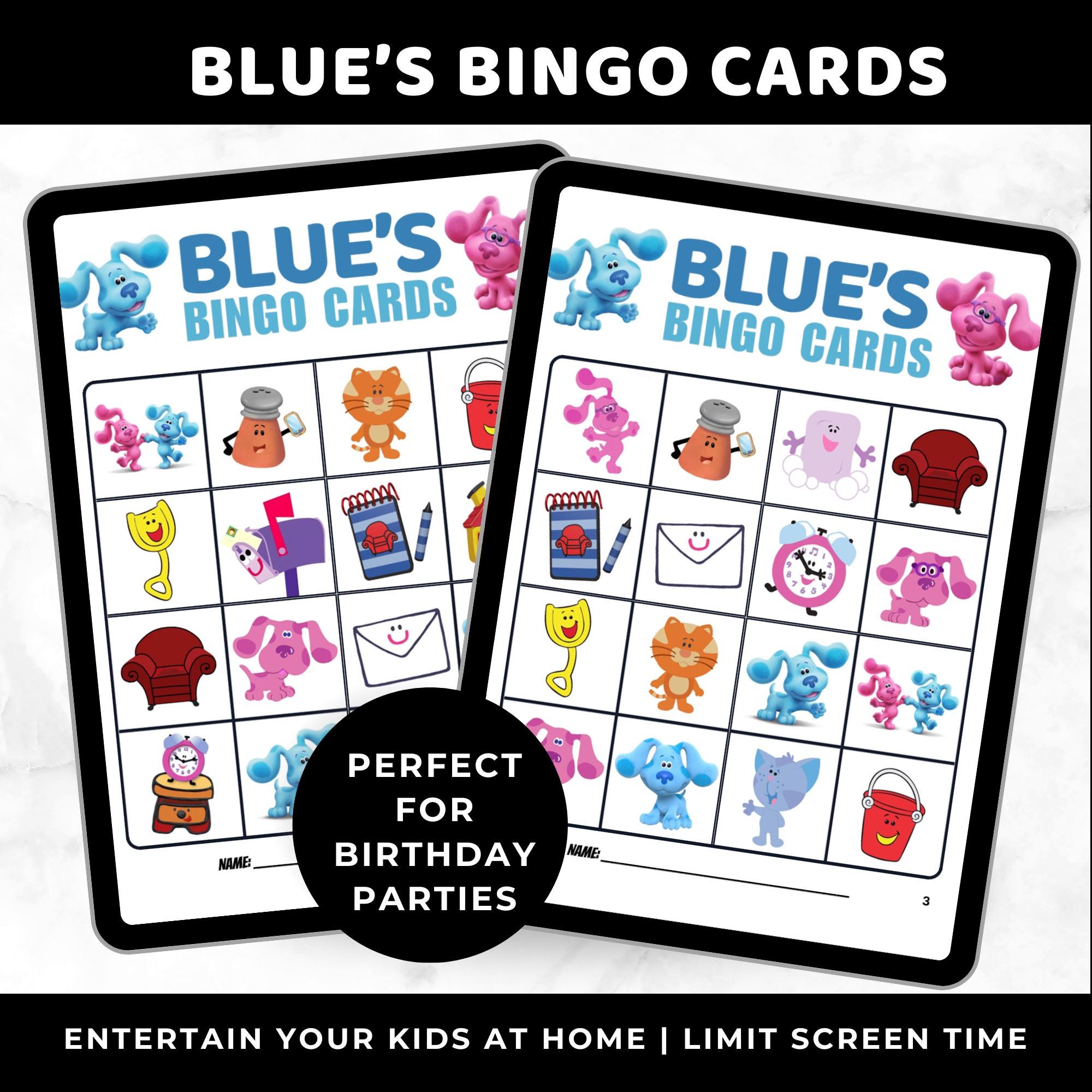 Blue's Bingo Cards | Blue's Clues Birthday Game | Printable Bingo Cards for Kids