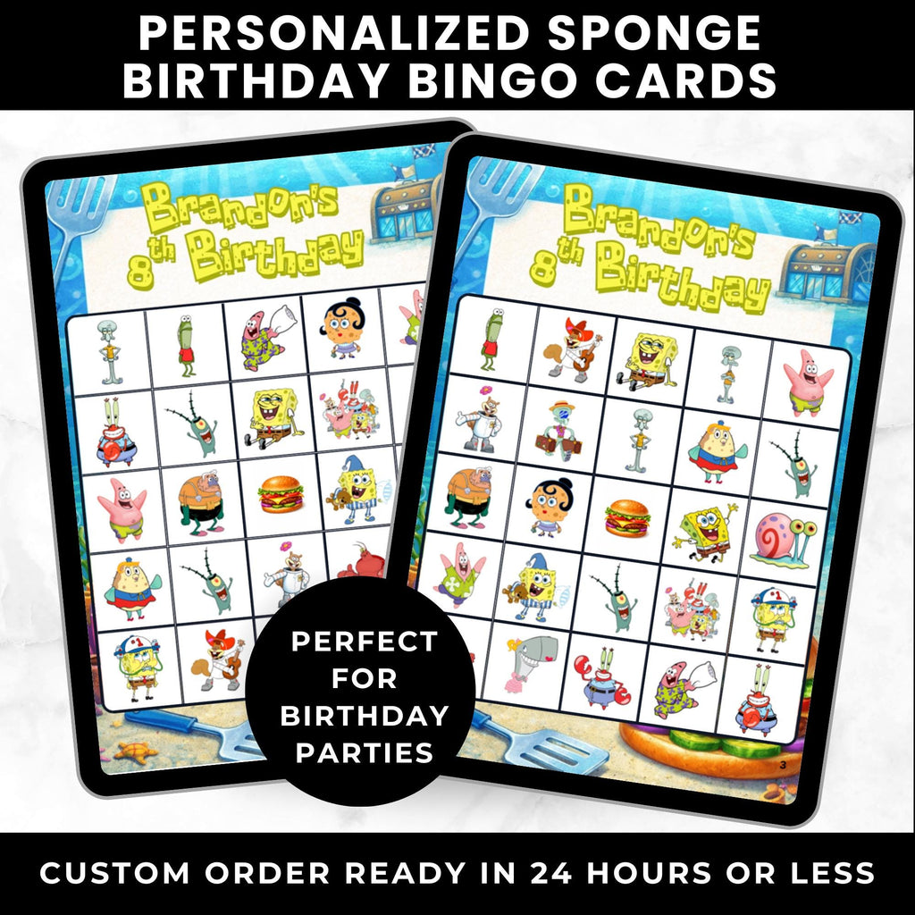Personalized SpongeBob Under the Sea Birthday Bingo Game | SpongeBob Birthday Party Game |Ocean Party Game | Custom Birthday Bingo Cards
