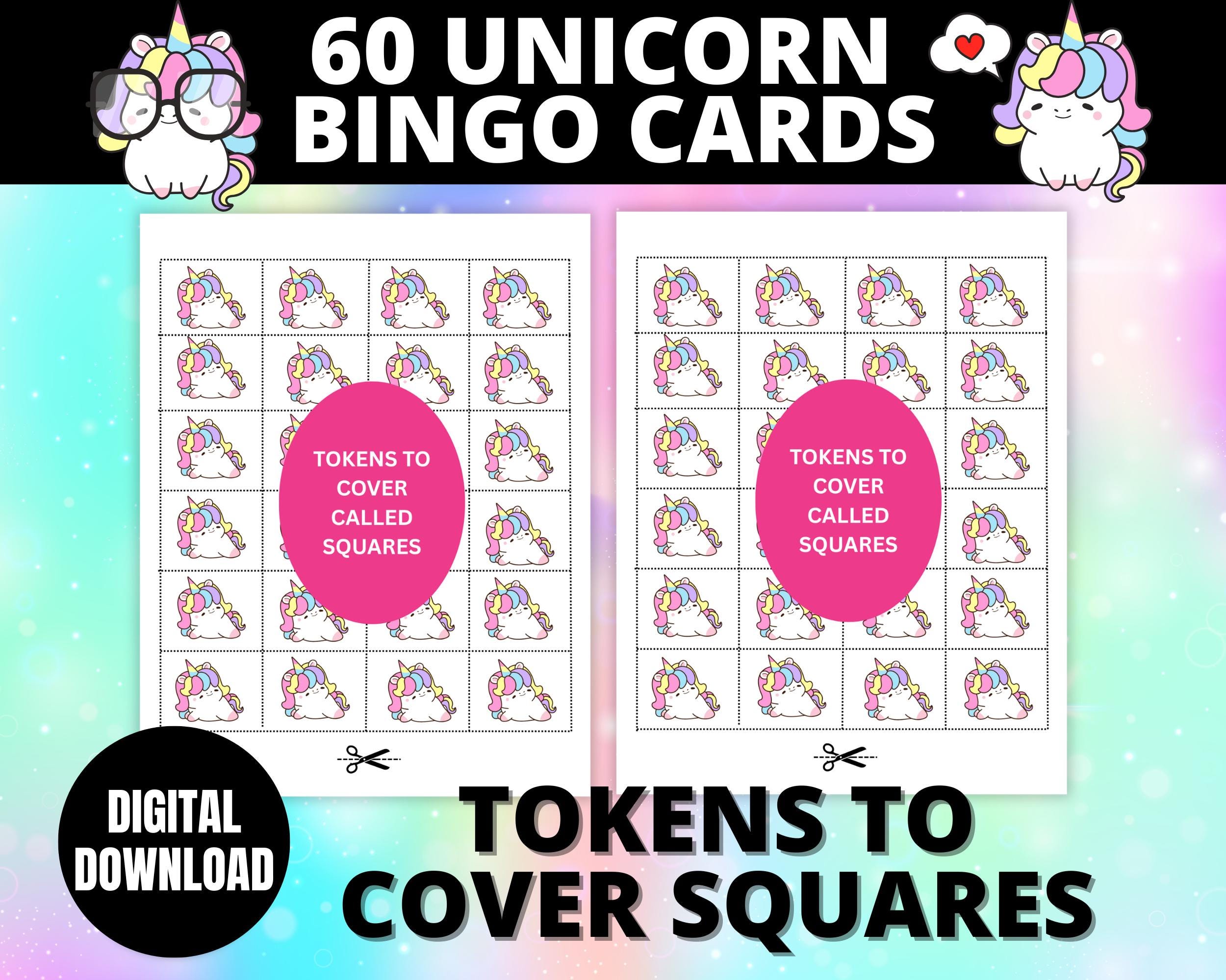 Unicorn Bingo Cards | Printable Unicorn Birthday Party Game |  Kids Unicorn Birthday Activity
