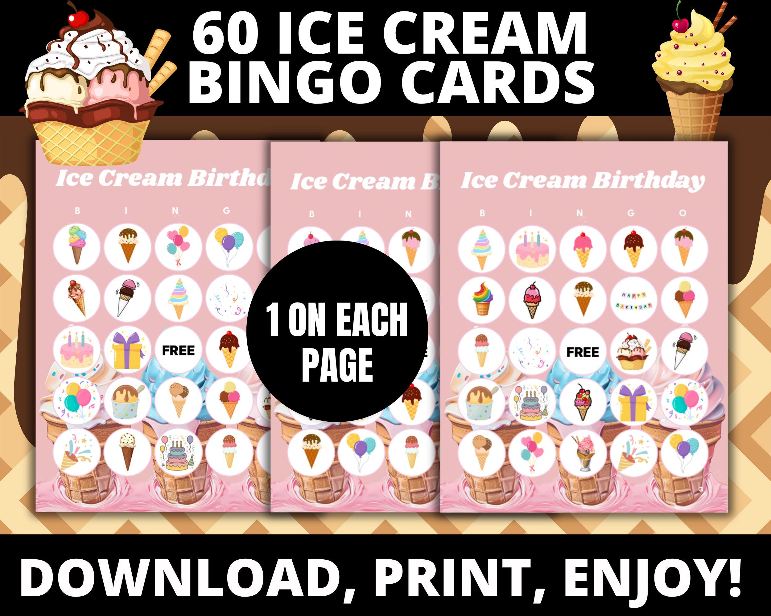 Ice Cream Birthday Bingo Cards for Kids | Ice Cream Party Game | Kids Birthday Activity
