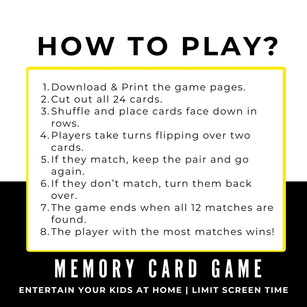 Sesame Memory Matching Card Game | Sesame Birthday Party Game | Sesame Party Favors | Printable Memory Card Game | Limit Screen Time Game