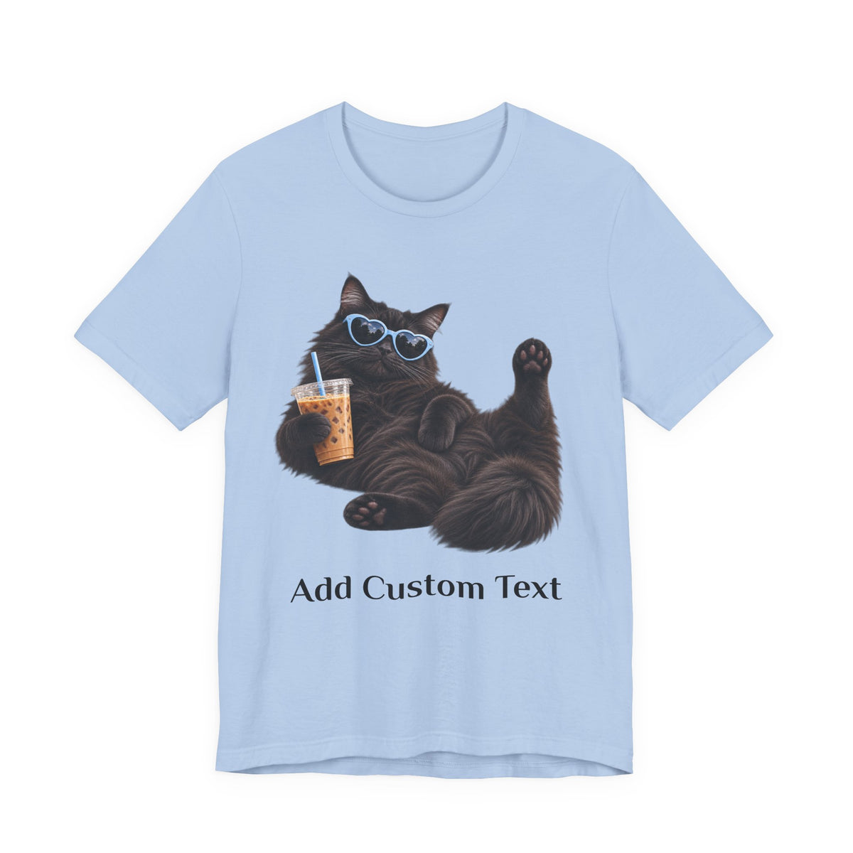 Custom Cat Shirt Personalized Ice Coffee Cat Mom T-shirt Funny Cats and Coffee Shirt for Cat Lovers