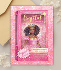 Custom Black Princess Invitation Card | Personalized Fashion Doll Birthday Card | Digital Girls Party Invitation |  Doll Birthday Party