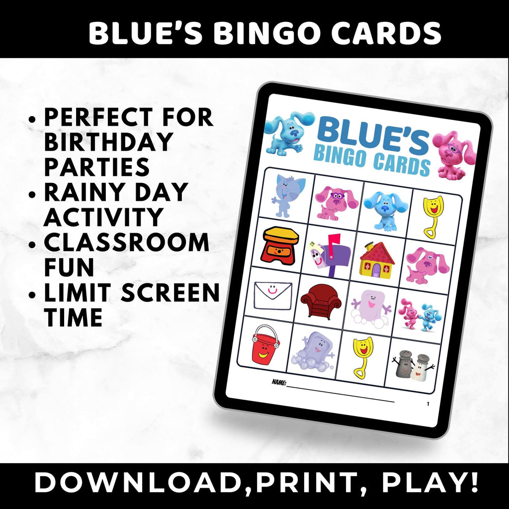 Blue's Bingo Cards | Blue's Clues Birthday Game | Printable Bingo Cards for Kids