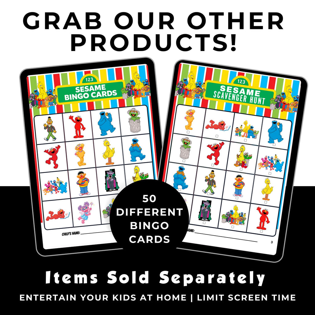 Sesame Memory Matching Card Game | Sesame Birthday Party Game | Sesame Party Favors | Printable Memory Card Game | Limit Screen Time Game