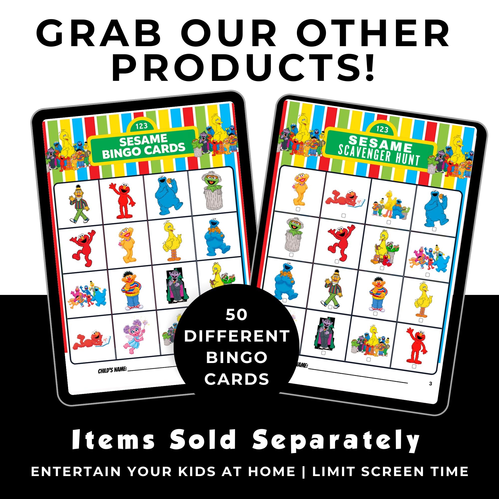 Sesame Memory Matching Card Game | Sesame Birthday Party Game | Sesame Party Favors | Printable Memory Card Game | Limit Screen Time Game