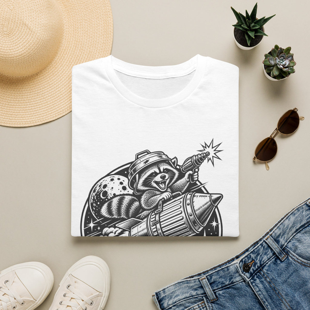 Funny Raccoon Shirt for Men Space T-Shirt, Trash Panda Astronaut Tee, Retro Space Graphic Shirt, Raccoon Lover Gift