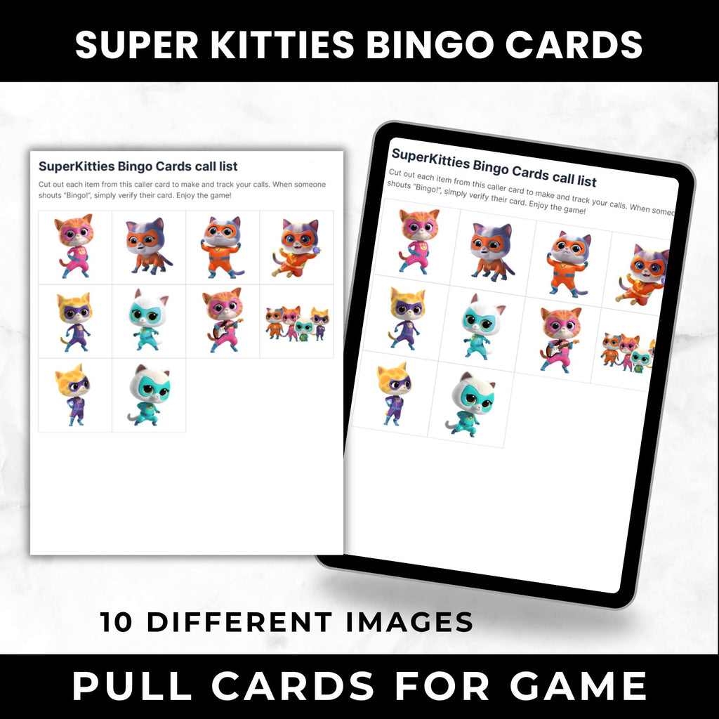 Printable Super Kitties Bingo Cards