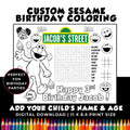 Custom Elmo Birthday Coloring  | Sesame Birthday Party Activity | Sesame Party Favors | Printable Elmo & Friends Birthday Placemat