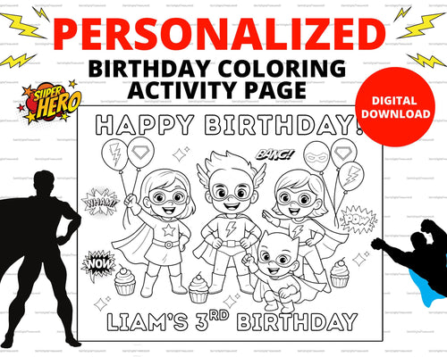 Superhero Birthday Coloring Pages Toddler Party Activity