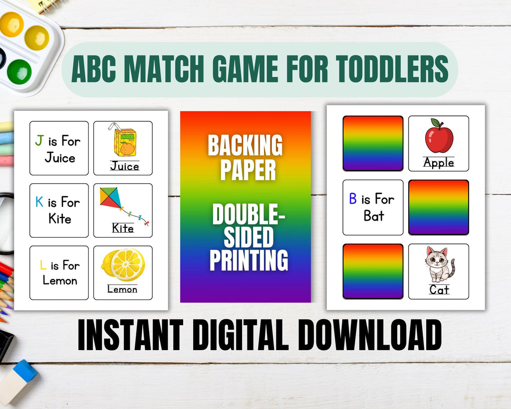 ABC Match Game for Toddlers | Alphabet Matching Cards | Homeschool Learning Activity | Montessori ABC Game