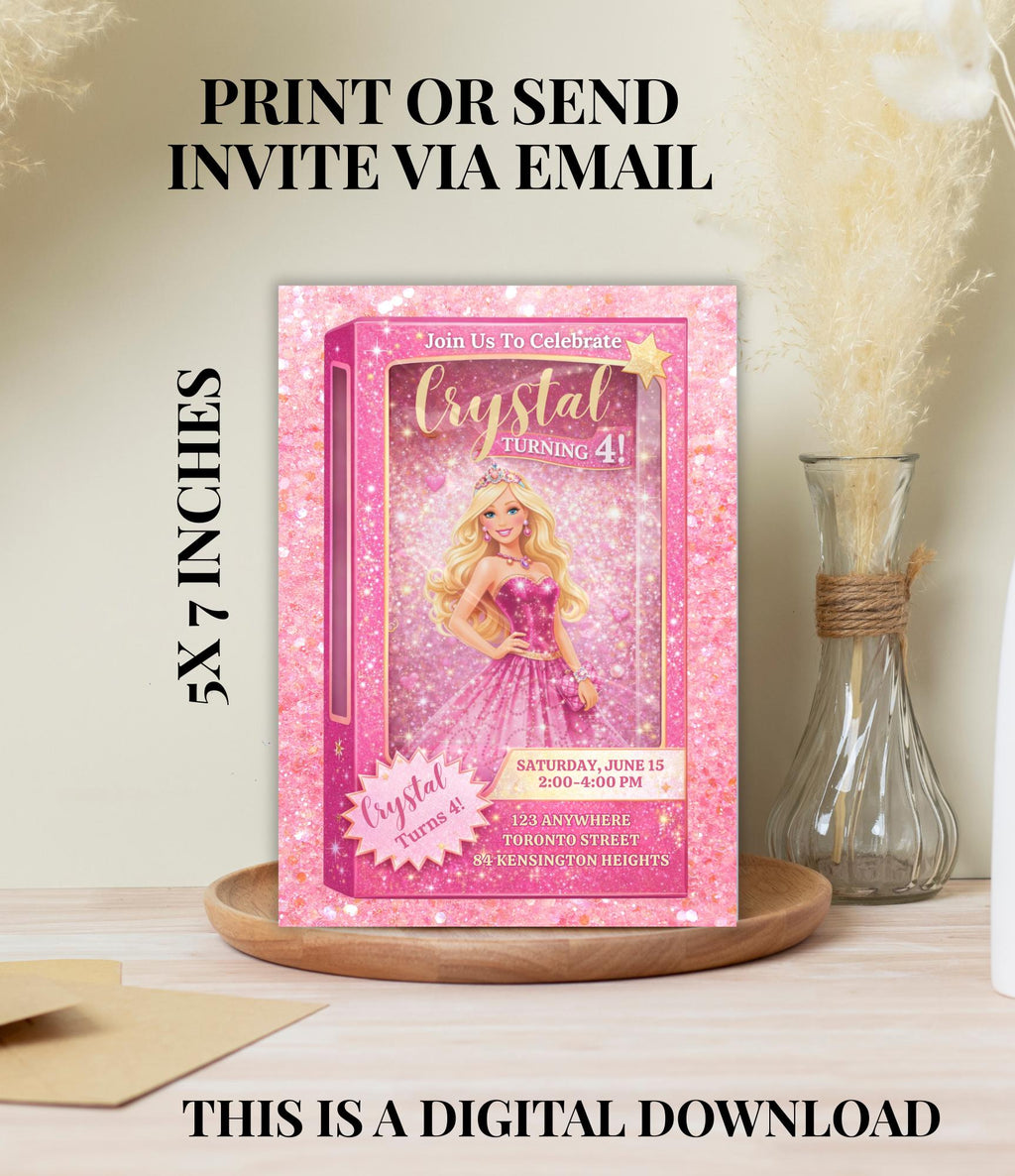 Custom Fashion Doll Birthday Invitation Card | Personalized Doll Birthday Card | Custom Digital Kids Party Invitation | Doll Birthday Party