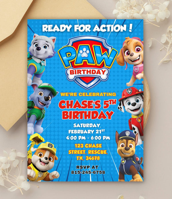 Paw Patrol Birthday Invitation Printable Boy Party Invite