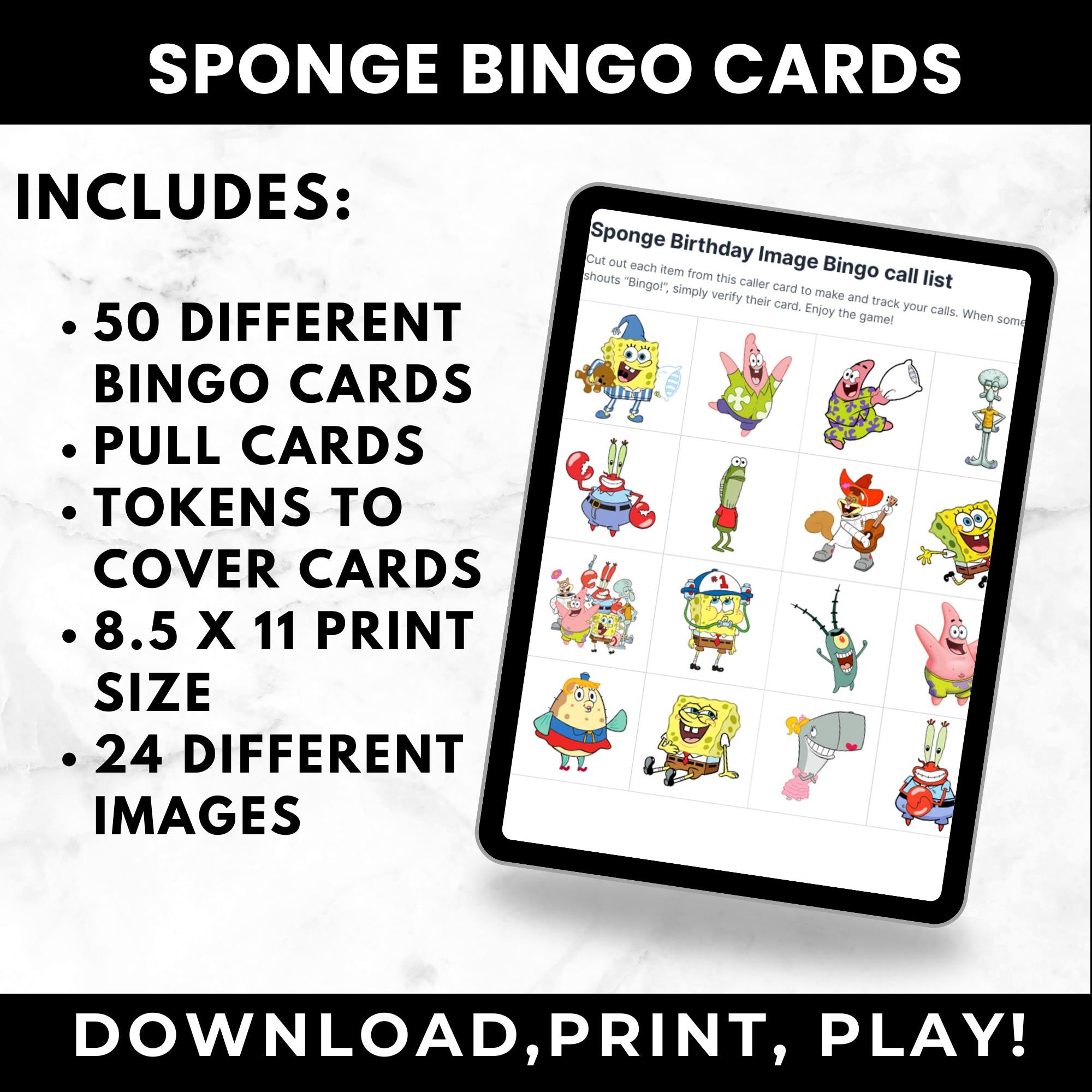 Personalized SpongeBob Under the Sea Birthday Bingo Game | SpongeBob Birthday Party Game |Ocean Party Game | Custom Birthday Bingo Cards