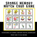 SpongeBob Memory Match Game for Kids | SpongeBob Birthday Party Game