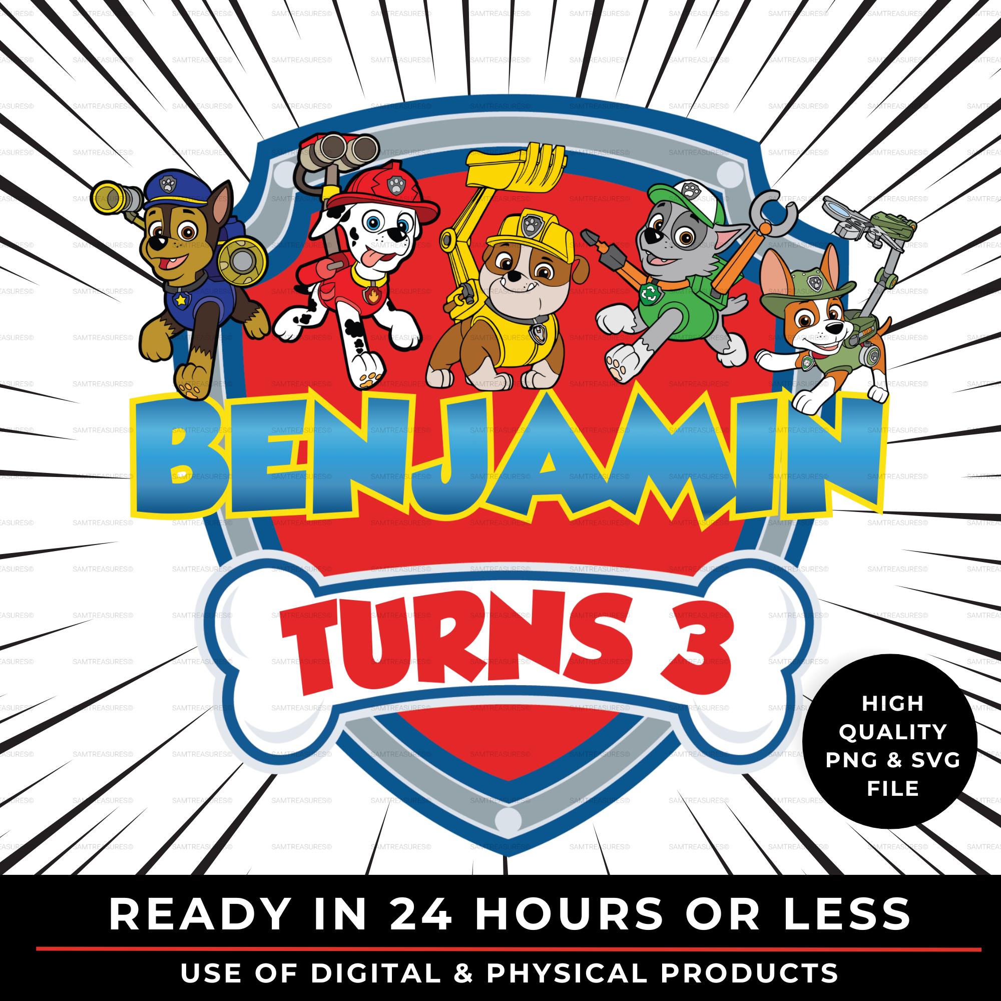 Personalized Paw Rescue Dog Birthday Design | Custom Boy's Birthday Design | Dog Birthday PNG | Patrol Dog Birthday PNG