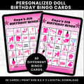 Custom Fashion Doll Birthday Bingo Cards for Girls Party | Printable Bingo Cards for Kids Birthday Activity |