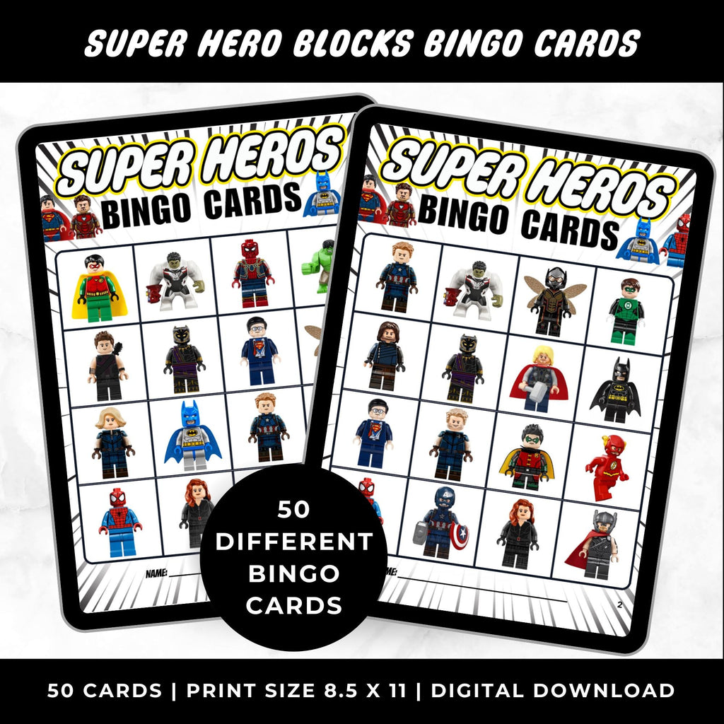 Legos Super Heroes Bingo Cards