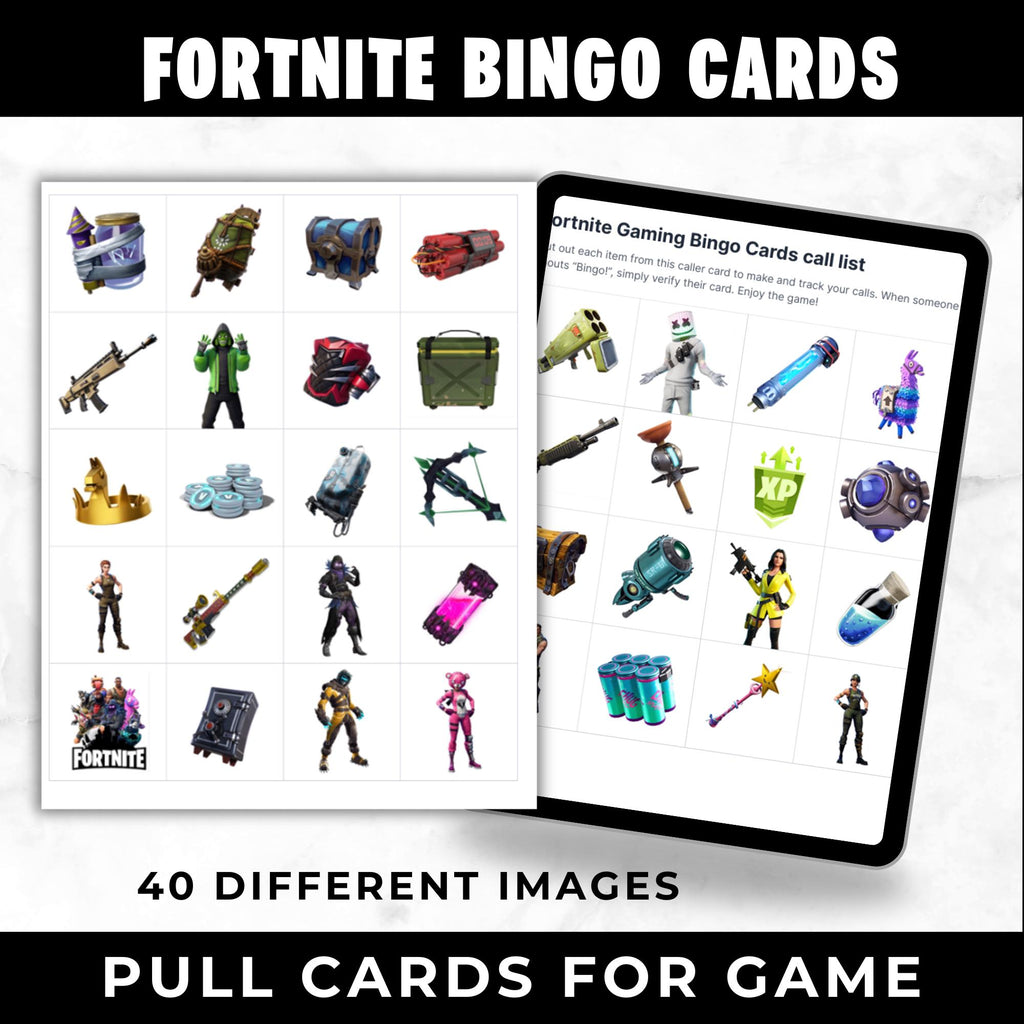 Fortnite Game Bingo Cards | Fortnite Game Birthday Party Games | Fortnite Party Favors | Printable Bingo Cards