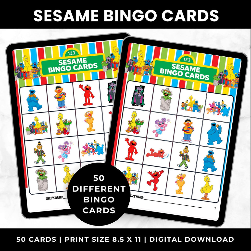 Sesame Street Bingo Cards | Sesame Street Birthday Party Game | Sesame Street Party Favors | Printable Bino Cards for Kids