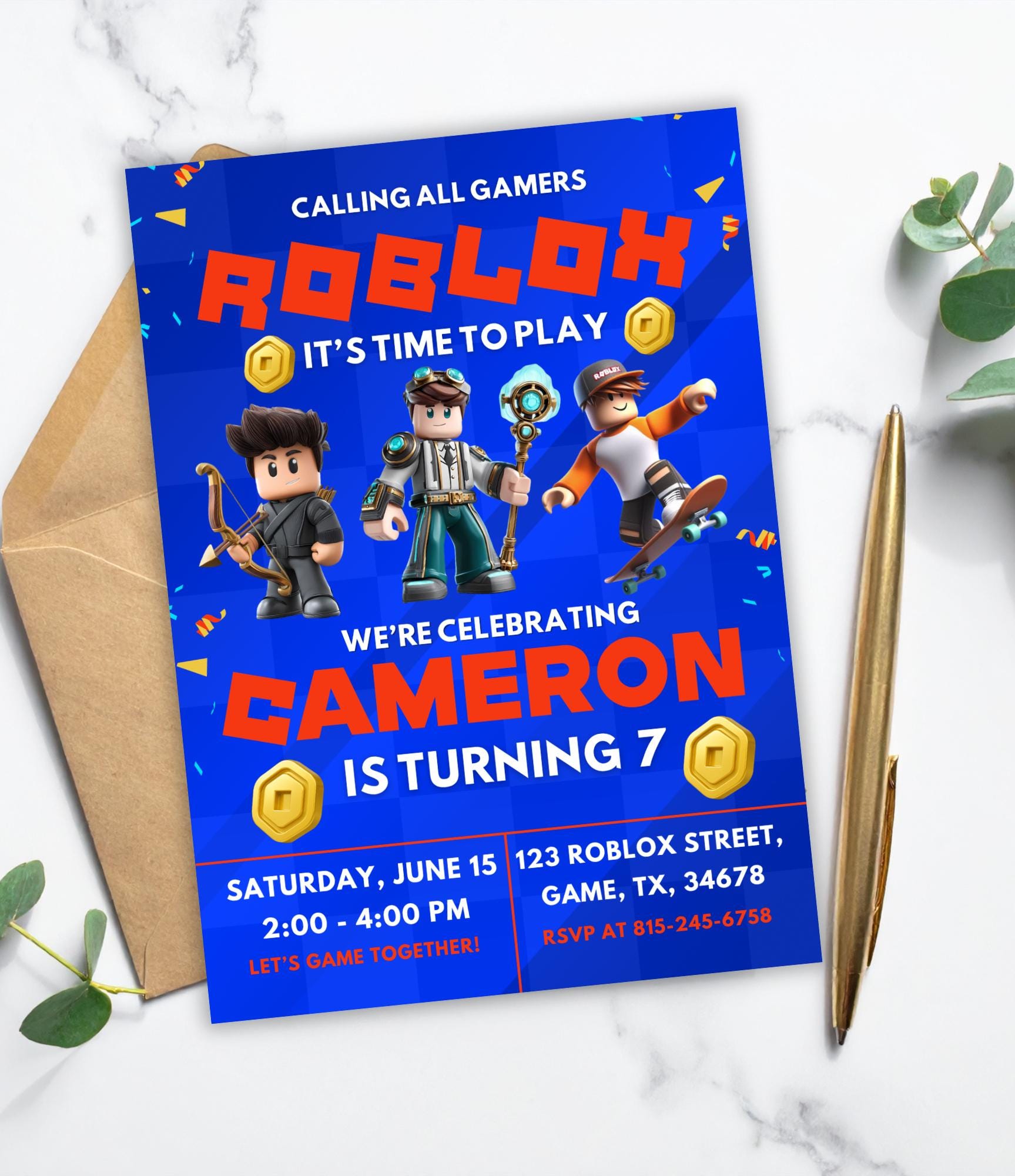 Roblox Birthday Invitation | Roblox Birthday Party | Printable Gaming Invite for Kids | Roblox Boy Party |  Done for You Birthday Invitation