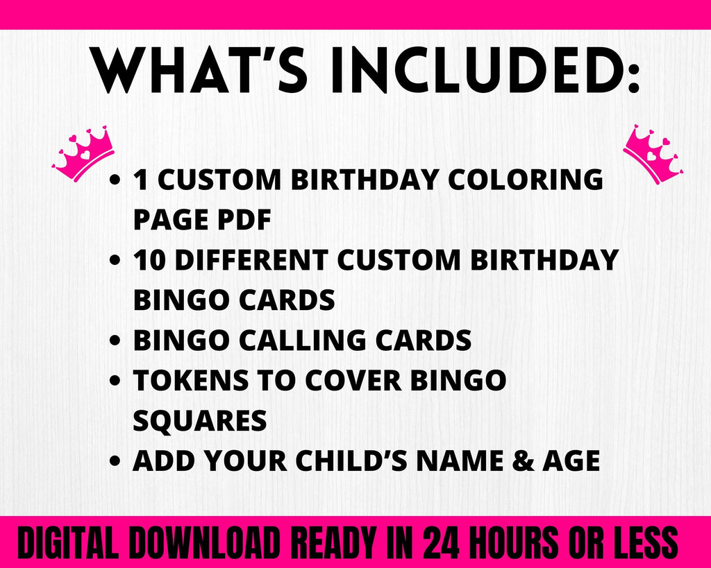 Custom Fashion Doll Birthday Coloring Page | Girls Birthday Bingo Cards| | Personalized Doll Birthday Activity Bundle