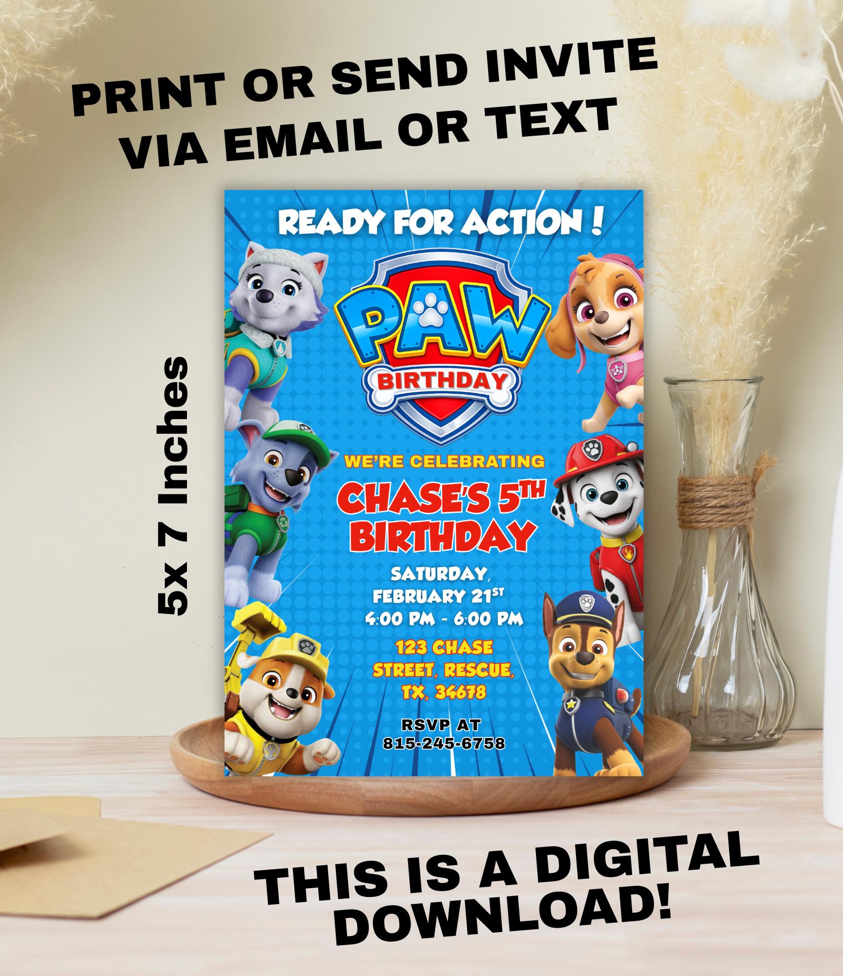 Paw Patrol Birthday Invitation | Printable Paw Birthday Invite | Paw Birthday Party | Done for You Kids Birthday Invitation | Puppy Theme Invite