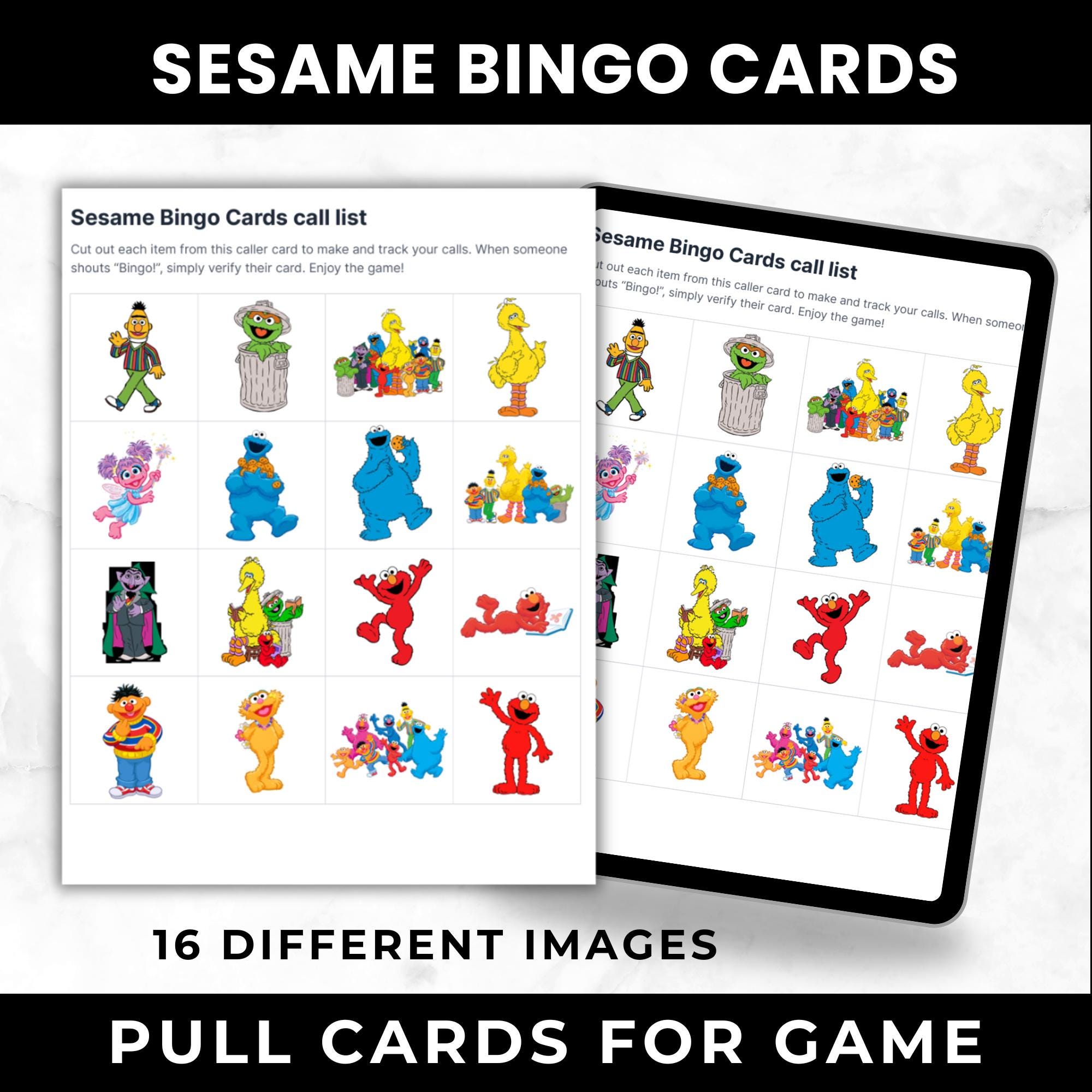 Sesame Street Bingo Cards | Sesame Street Birthday Party Game | Sesame Street Party Favors | Printable Bino Cards for Kids