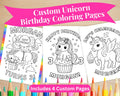 Personalized Unicorn Birthday Coloring Pages | Unicorn Coloring Pages For Kids | Personalized Unicorn Birthday Party Activity