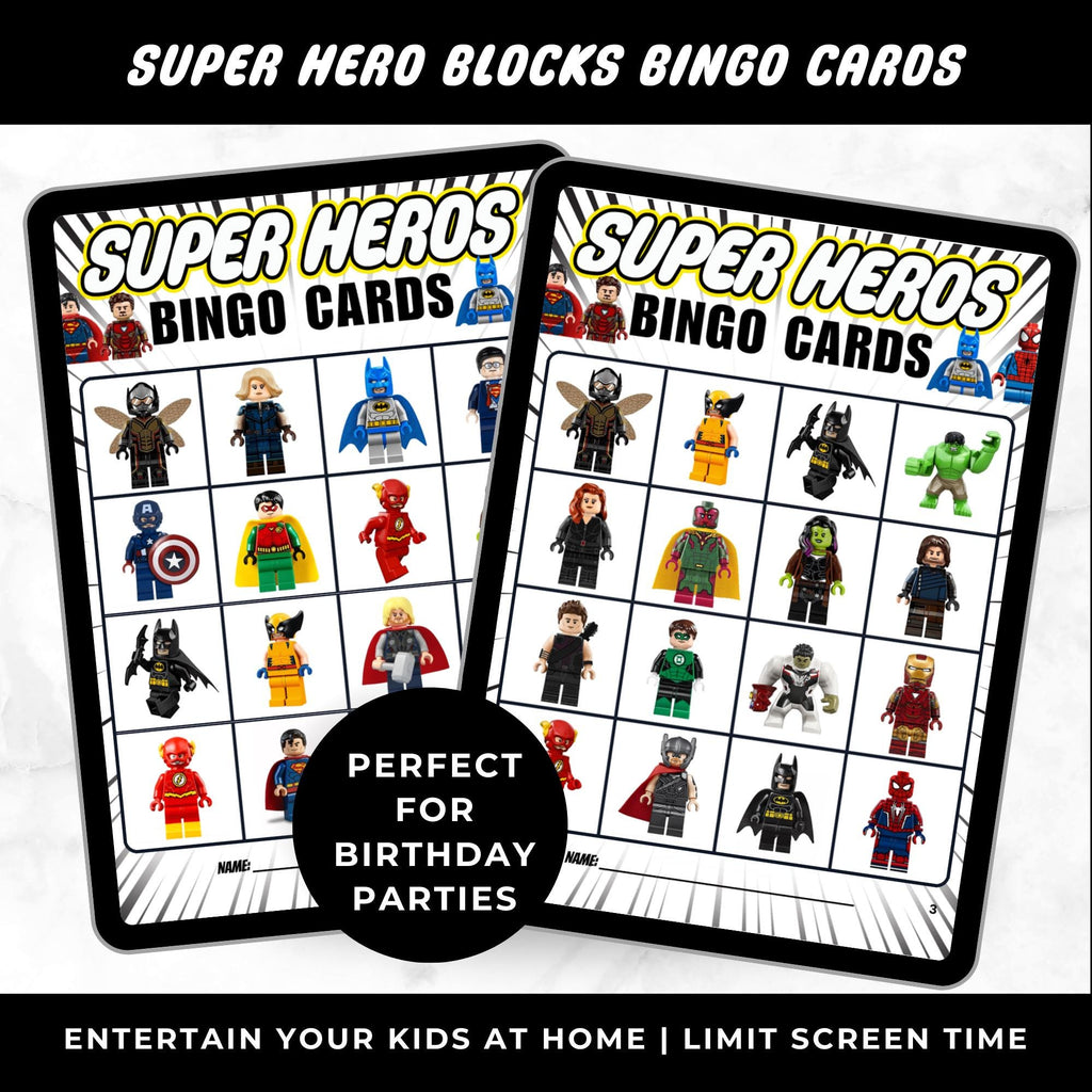 Legos Super Heroes Bingo Cards