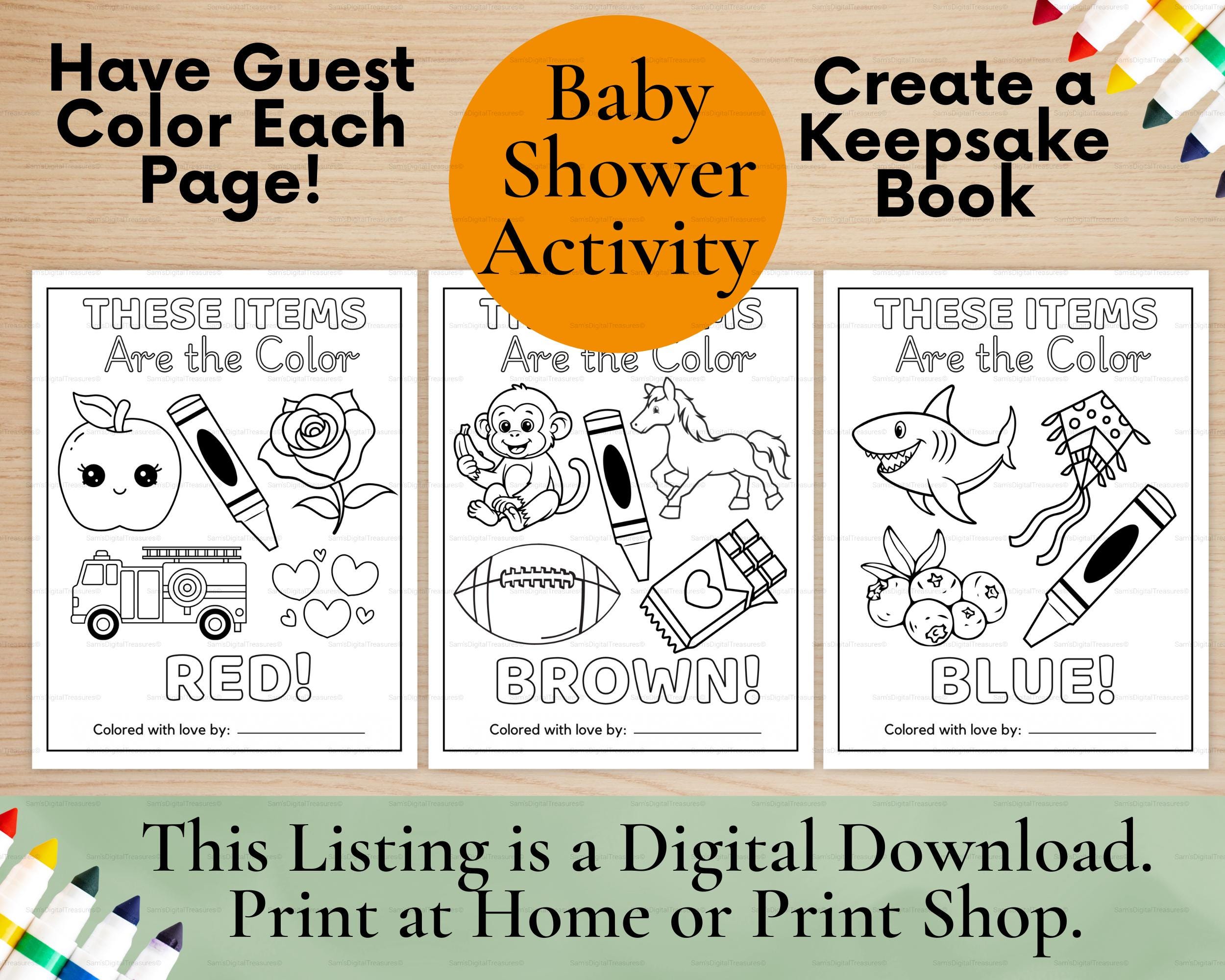Baby Shower Coloring Activity Keepsake Baby's First Color Book Baby Shower Activity Printable Color Matching Game Color of the Week