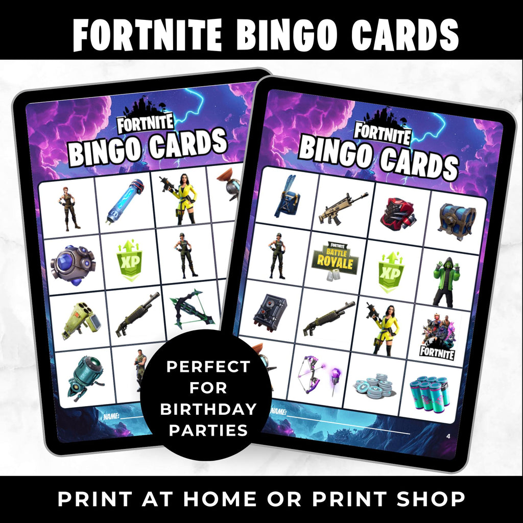 Fortnite Game Bingo Cards | Fortnite Game Birthday Party Games | Fortnite Party Favors | Printable Bingo Cards