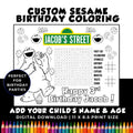 Custom Cookie Monster Birthday Coloring  | Sesame Birthday Party Activity | Sesame Party Favors | Printable Cookie Monster Birthday Placemat