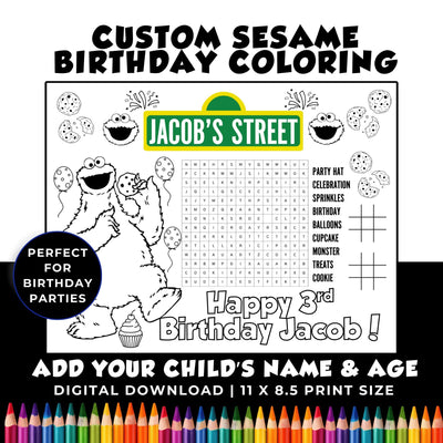 Cookie Monster Birthday Coloring Page