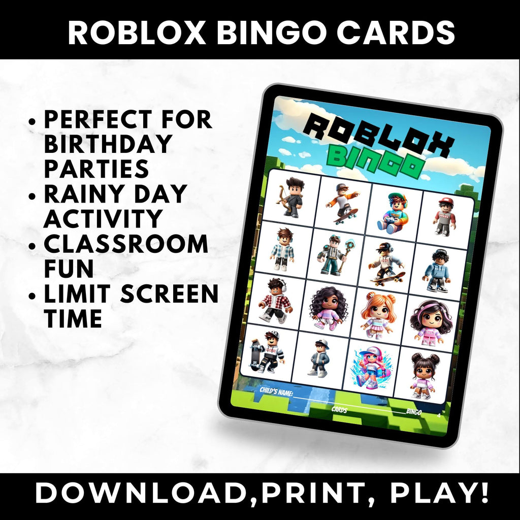 Roblox Birthday Game | Roblox Bingo Cards | Printable Bingo Game for Kids | Roblox Birthday Party Activity