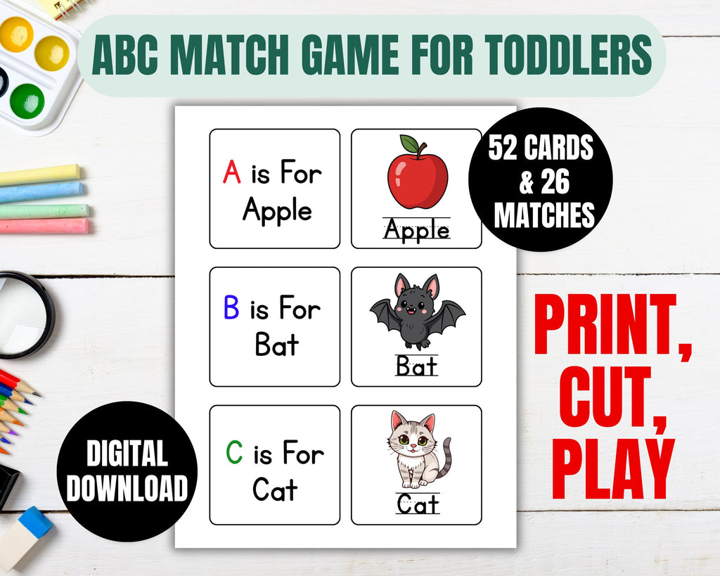 ABC Match Game for Toddlers | Alphabet Matching Cards | Homeschool Learning Activity | Montessori ABC Game