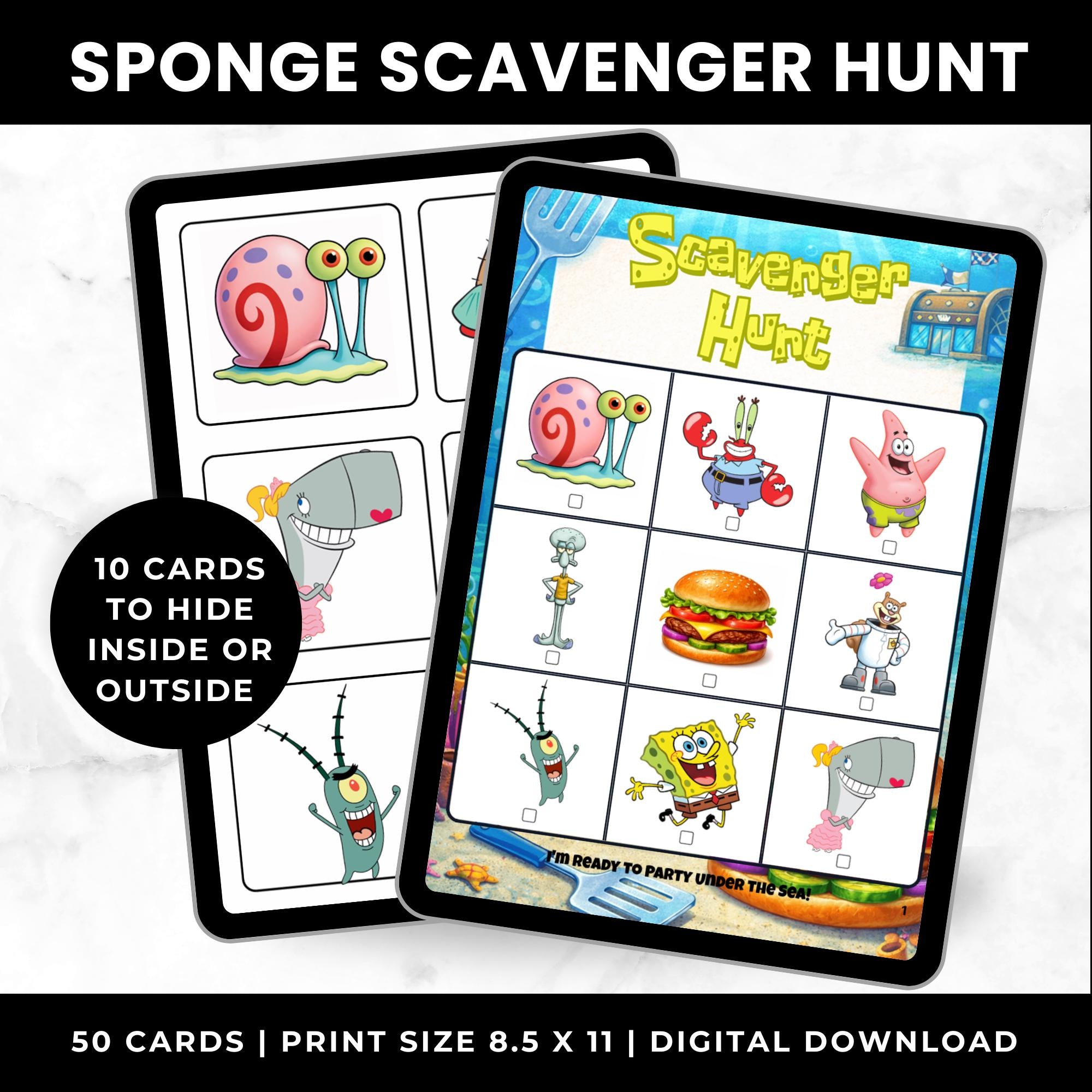 SpongeBob Birthday Scavenger Game | SpongeBob Birthday Party |Under the Sea Party Game | Kids Birthday Party Game