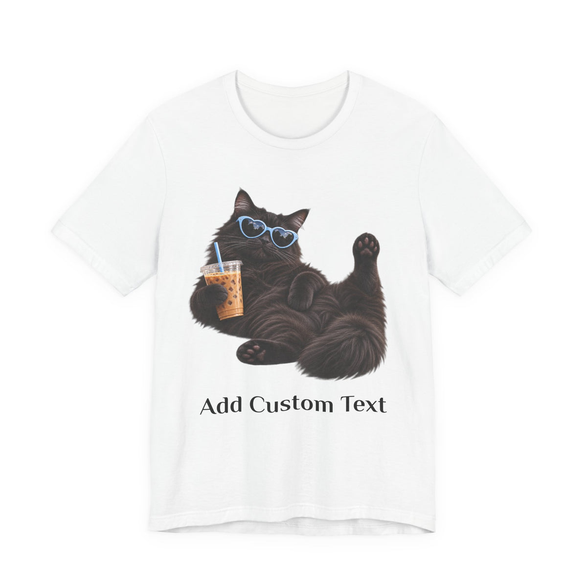Custom Cat Shirt Personalized Ice Coffee Cat Mom T-shirt Funny Cats and Coffee Shirt for Cat Lovers