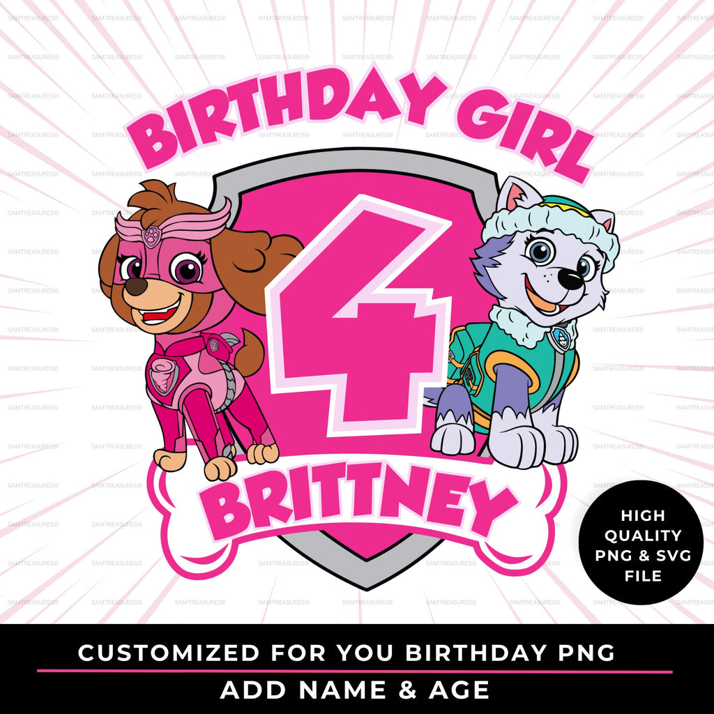 Personalized Skye Dog Birthday PNG | Custom Girl Birthday Design | Girl Dog Birthday Design | Patrol Dog Birthday PNG and SVG