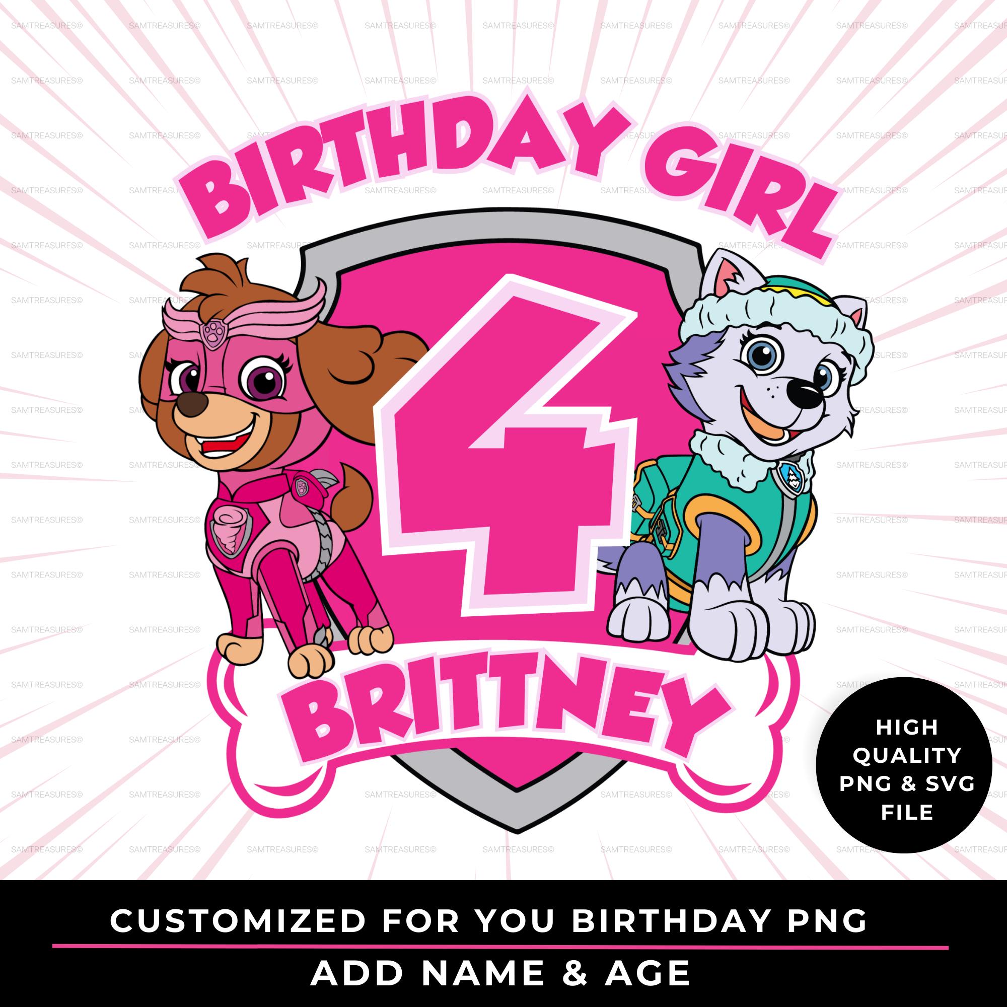 Personalized Skye Dog Birthday PNG | Custom Girl Birthday Design | Girl Dog Birthday Design | Patrol Dog Birthday PNG and SVG