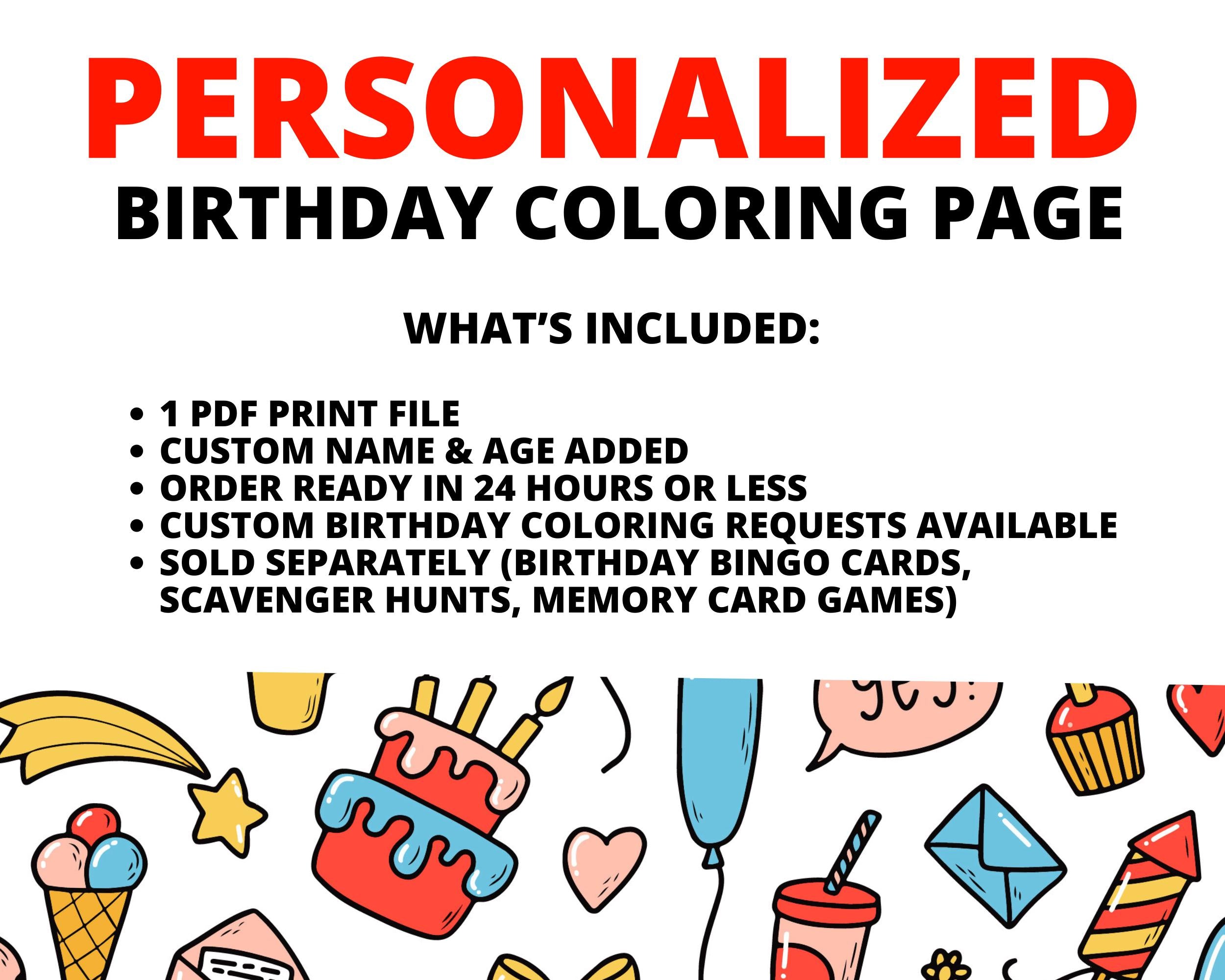 Custom Pirate Birthday Coloring Activity Sheet, Pirate Birthday Party Favor,