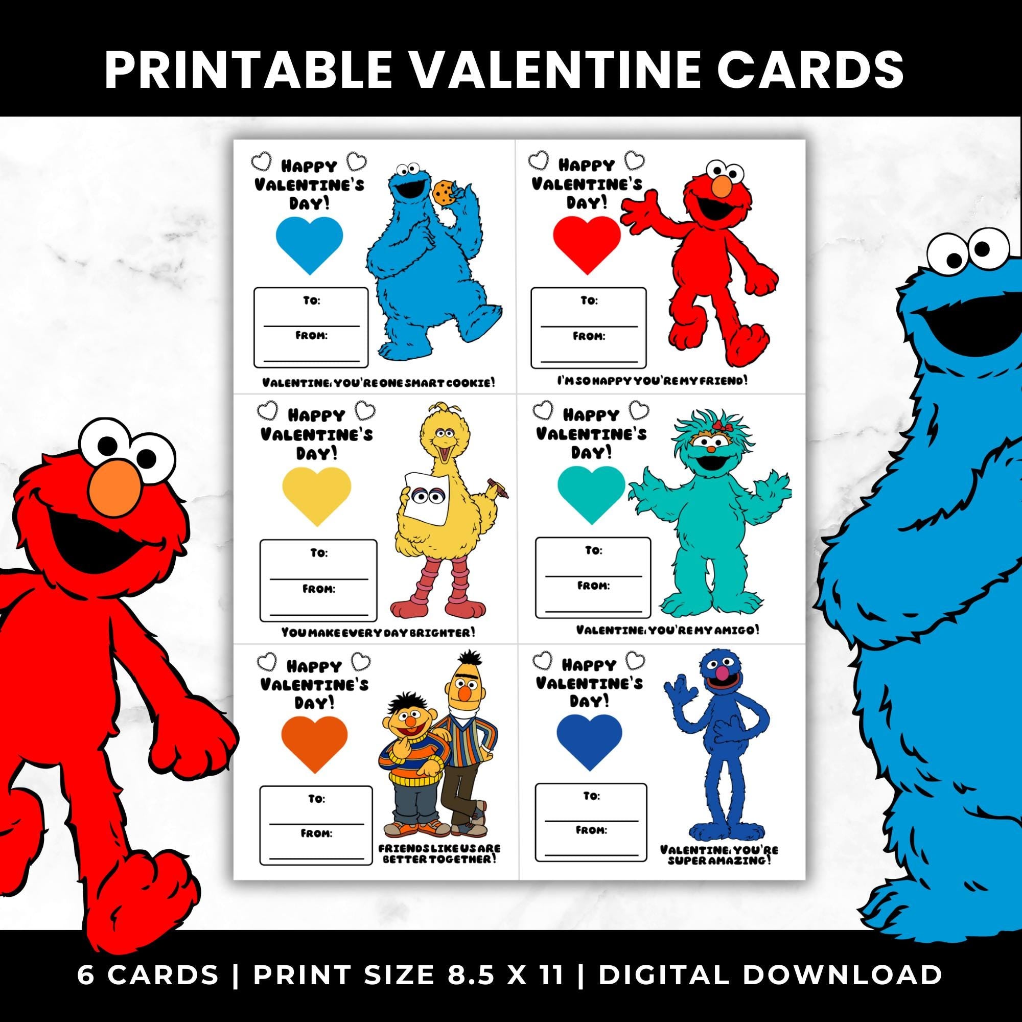 Sesame Street Valentine’s Day Cards for Kids | Printable Classroom Valentines