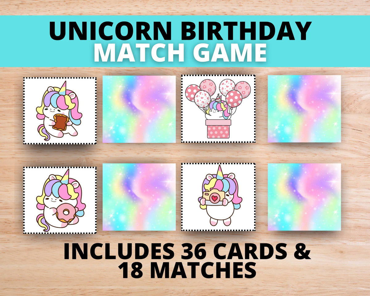 Unicorn Memory Match Printable