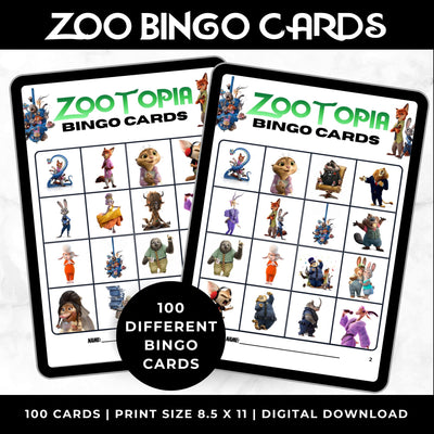 Zootopia Movie Bingo Cards Printable Family Game Night