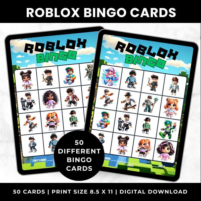 Roblox Birthday Bingo Cards Printable Party Game for Kids Ages 5-10