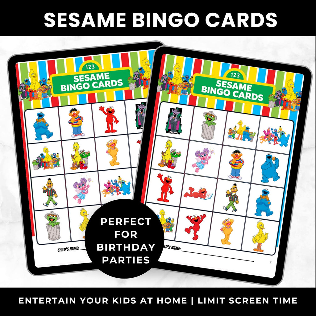 Sesame Street Bingo Cards | Sesame Street Birthday Party Game | Sesame Street Party Favors | Printable Bino Cards for Kids