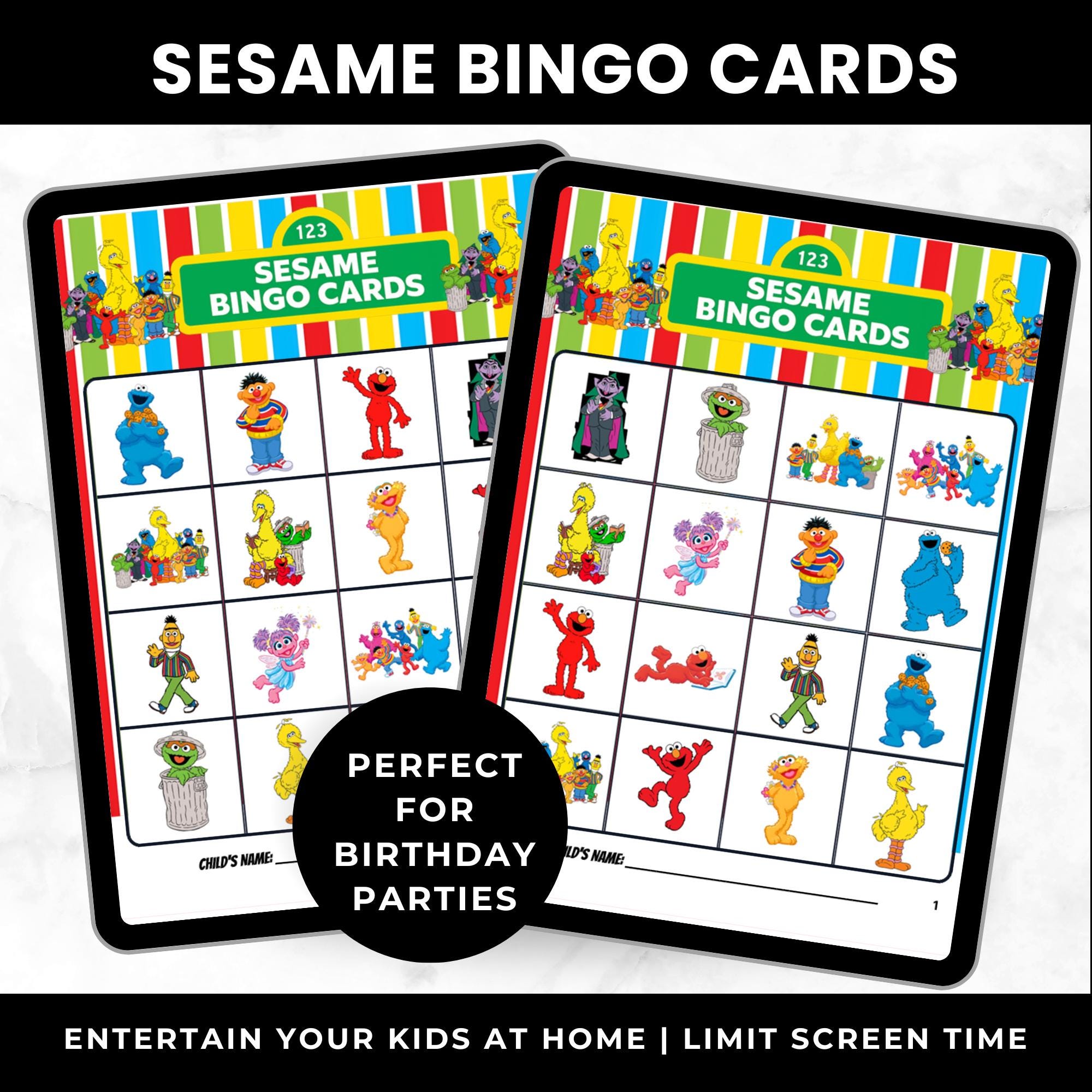 Sesame Street Bingo Cards | Sesame Street Birthday Party Game | Sesame Street Party Favors | Printable Bino Cards for Kids
