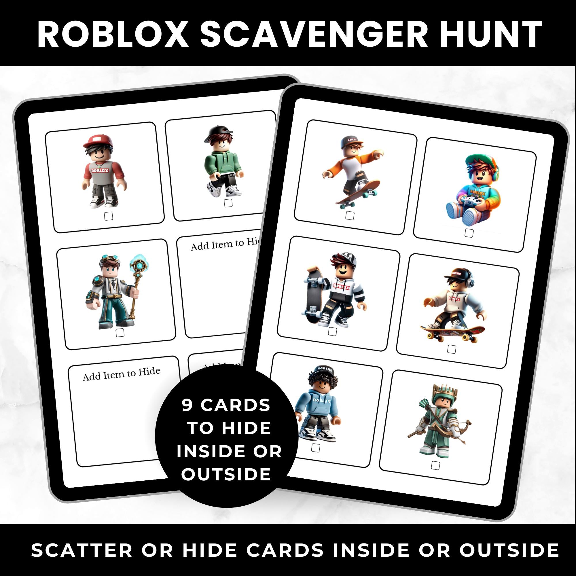 Roblox Birthday Game for Boys | Roblox Scavenger Hunt Cards| Gaming Party for Kids | Roblox Birthday Party Activity