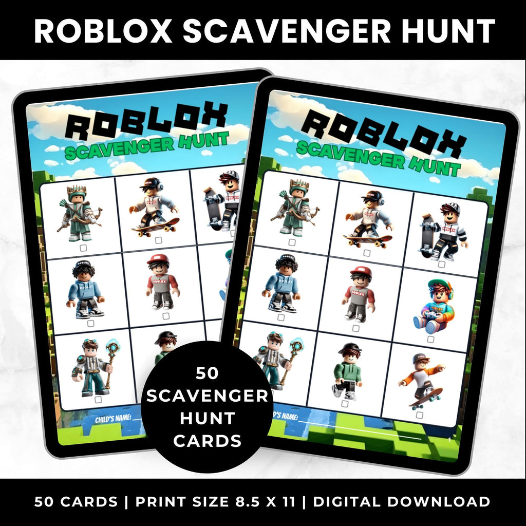 Roblox Birthday Game for Boys | Roblox Scavenger Hunt Cards| Gaming Party for Kids | Roblox Birthday Party Activity