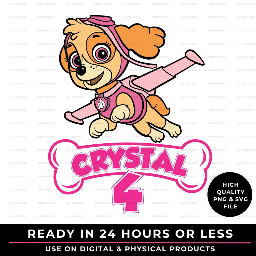 Personalized Skye Dog Birthday PNG | Custom Girl Birthday Design | Girl Dog Birthday Design | Patrol Dog Birthday PNG and SVG